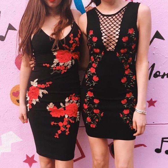 LF Rose Net Bodycon Dress - Picture 1 of 3